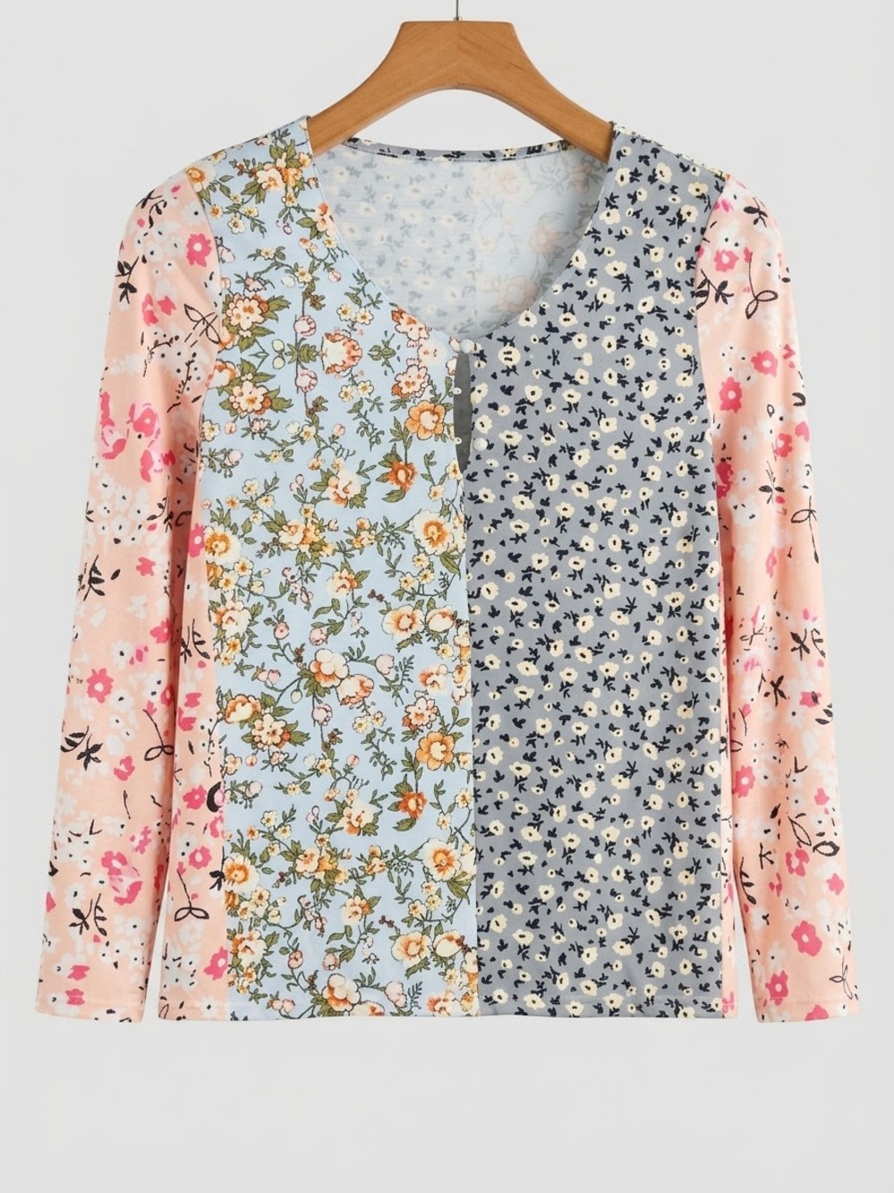 Grandmillenial meets Cottagecore patchwork floral boho blouse